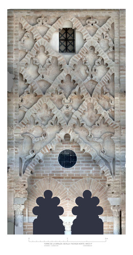 Alminar de la mezquita almohade de Sevilla, alzado N, arco del nivel 4