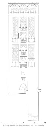 Inventario de capiteles lado O del alminar de la mezquita almohade de Sevilla