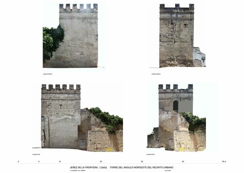 Alzados de la torre noroeste del recinto amurallado de Jerez