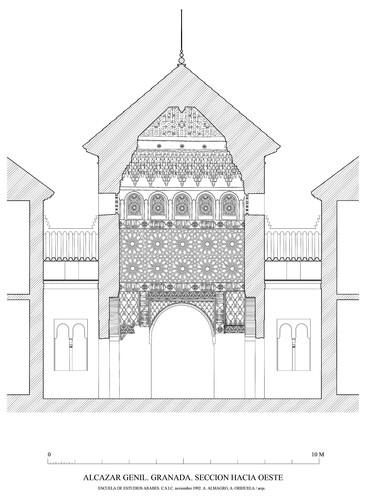 Sección transversal del pabellón-qubba del Alcázar Genil de Granada