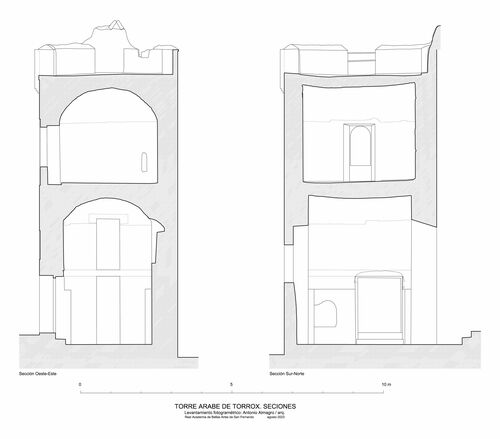 Secciones de la torre árabe de Torrox