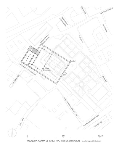 Hipótesis de ubicación de la mezquita aljama de Jerez (con 9 naves)