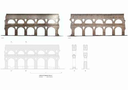 Alzados y secciones del segundo tramo  de los Caños de Carmona