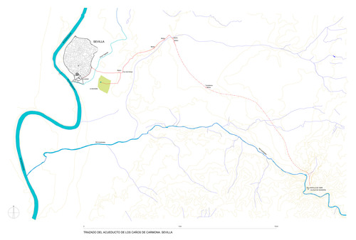 Trazado del acueducto almohade de los Caños de Carmona que abastecía Sevilla