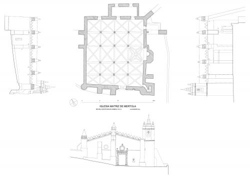 Planta y alzados de la iglesia matriz de Mértola