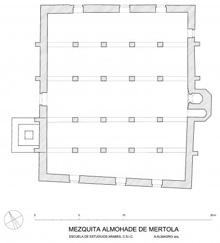 Planta hipotética de la mezquita de Mértola con pilares