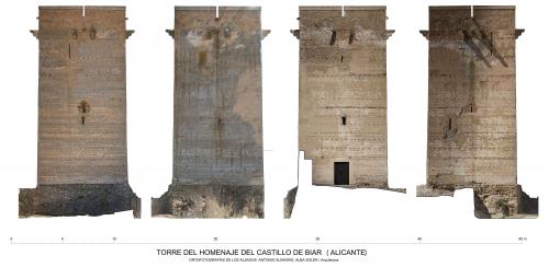 Alzados de la torre con ortoimágenes