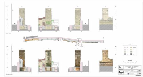 Alzados de la torre 4 de la muralla de la calle del Agua de Sevilla