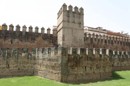 Muralla, torre y antemuro en la zona de la Macarena