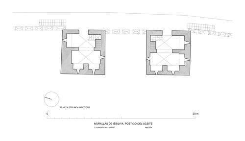Planta segunda hipotética del Postigo del Aceite de la muralla de Sevilla