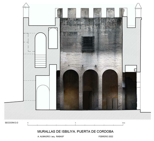 Sección con ortoimagen de la Puerta de Córdoba en Sevilla