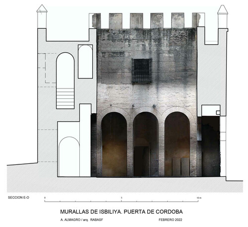 Sección con ortoimagen de la Puerta de Córdoba en Sevilla