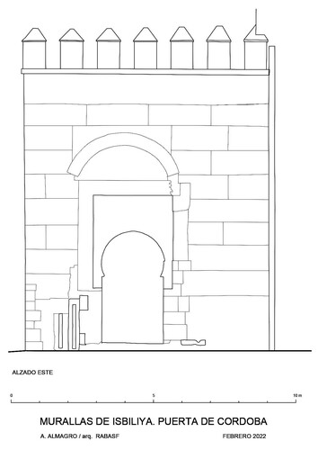 Alzado este con el arco exterior de la Puerta de Córdoba en Sevilla