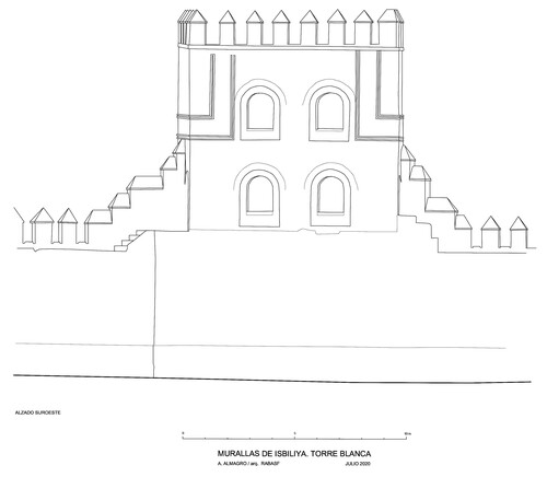 Alzado suroeste de la torre Blanca de Sevilla