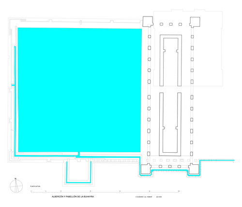 Planta del albercón, el acueducto y el pabellón de la Buhayra