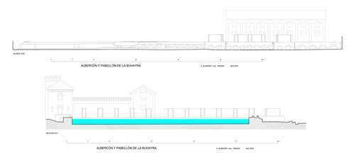 Planta del albercón de la Buhayra con el edificio mudejar