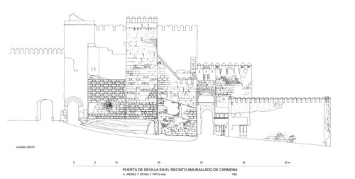 Alzado oeste de la Puerta de Sevilla en Carmona