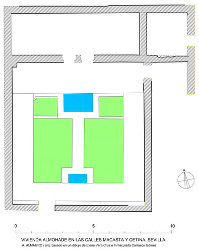 Planta de la vivienda almohade de las calles Macasta y Cetina