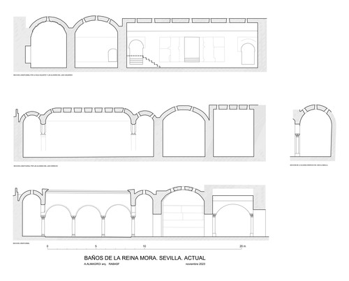 Secciones del hammam de la calle Baños de Sevilla