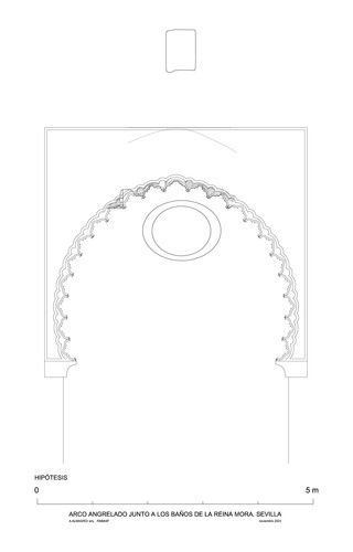 Reconstrucción del arco junto al baño de la Reina Mora de Sevilla