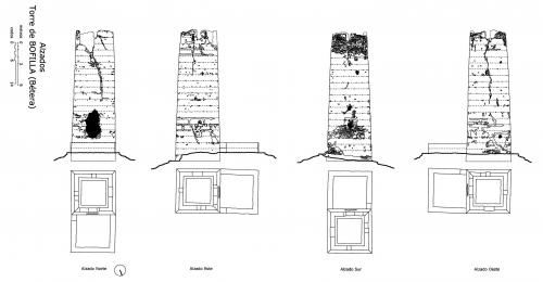 Alzados y plantas de la torre