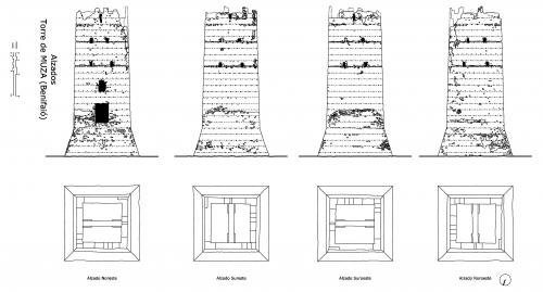Alzados y plantas de la torre
