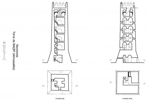 Secciones y plantas de la torre