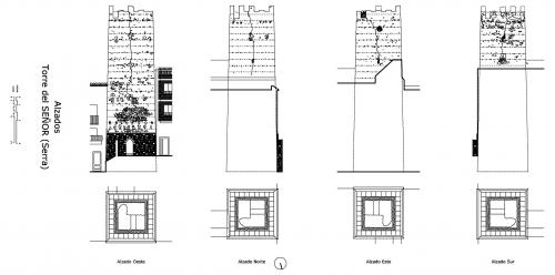 Alzados y plantas de la torre