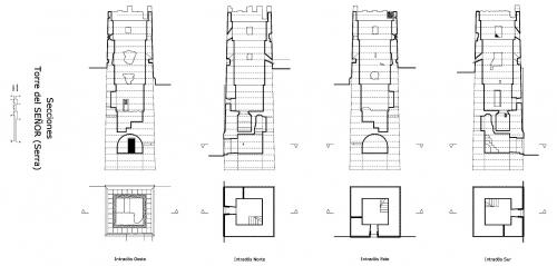Secciones y plantas de la torre