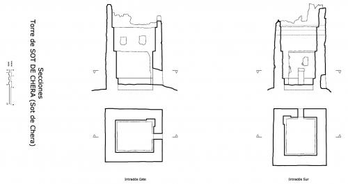 Secciones y plantas de la torre