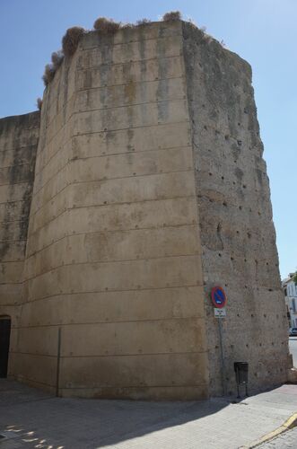 Detalle de la torre albarrana del ángulo noroeste del recinto amurallado de Écija desde el norte