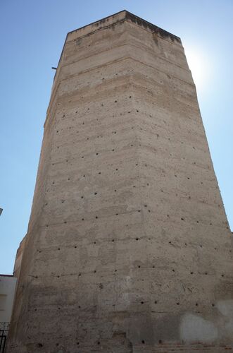 Torre albarrana del centro del frente norte del recinto amurallado de Écija desde el norte