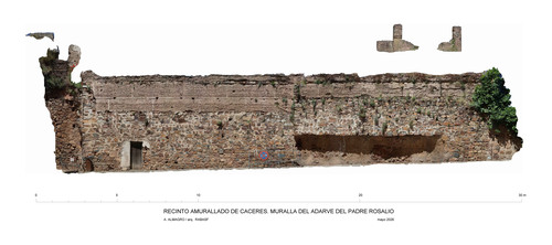  Alzado interior de la muralla del Adarve del Padre Rosalío del recinto amurallado de Cáceres