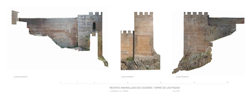 Alzados de la Torre de los Pozos del recinto amurallado de Cáceres