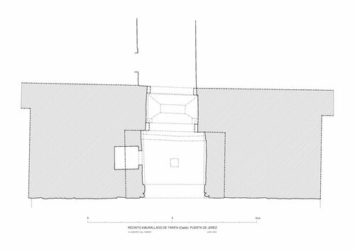 Planta de la puerta de Jerez del recinto amurallado de Tarifa