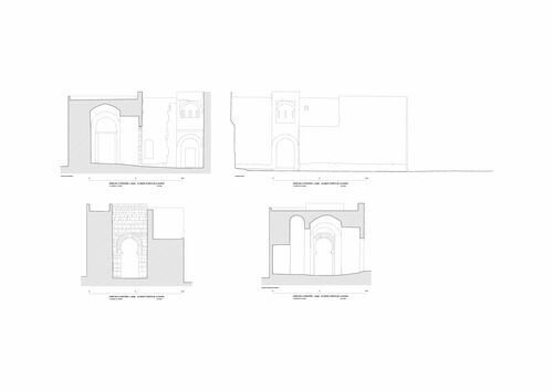 Alzados y secciones de la puerta de la Ciudad del alcázar de Jerez