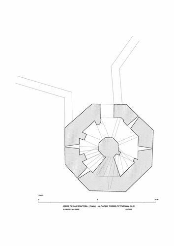 Planta de la torre octogonal sur del alcázar de Jerez