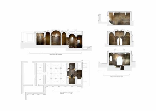 Secciones del hammam del alcázar de Jerez con ortoimágenes