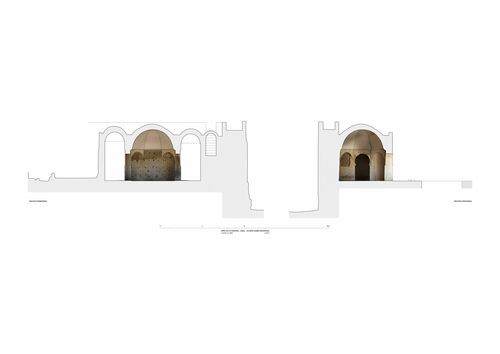 Secciones de la qubba palatina del alcázar de Jerez con ortoimágenes