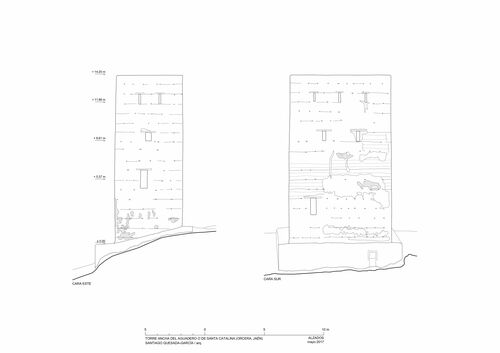 Alzados este y sur de la torre Ancha de Santa Catalina