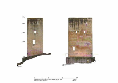 Alzados este y sur de la torre Ancha de Santa Catalina con ortoimágenes