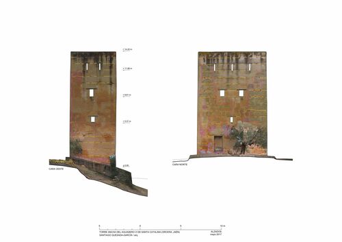 Alzados oeste y norte de la torre Ancha de Santa Catalina con ortoimágenes