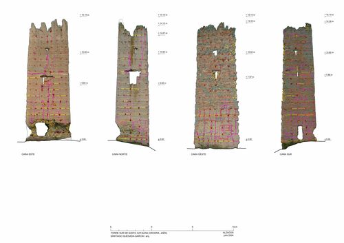 Alzados de la torre sur de Santa Catalina con ortoimñagenes
