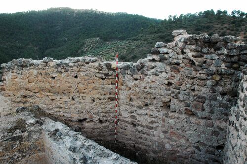 Cara interna de la muralla del recinto superior del castillo de la Espinareda