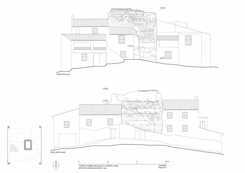 Alzados este y oeste de la torre de Altamira