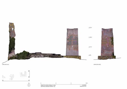 Alzados de las torres del asentamiento de Peñolite con ortoimágenes