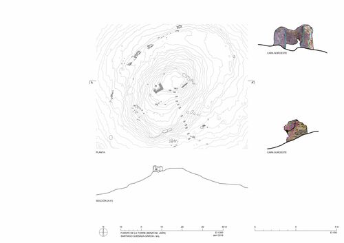 Planta topográfica y alzados de la fortificación de la Fuente de la Torre