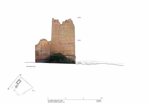 Alzado noroeste de la torre y recinto de El Cardete