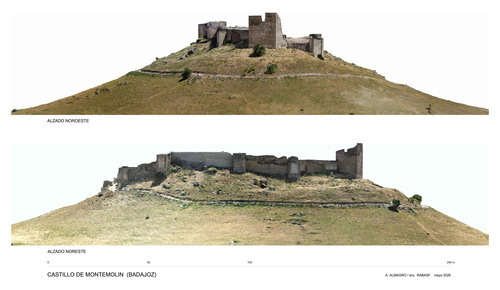 Ortoimagenes de los alzados noroeste y noreste del castillo de Montemolín