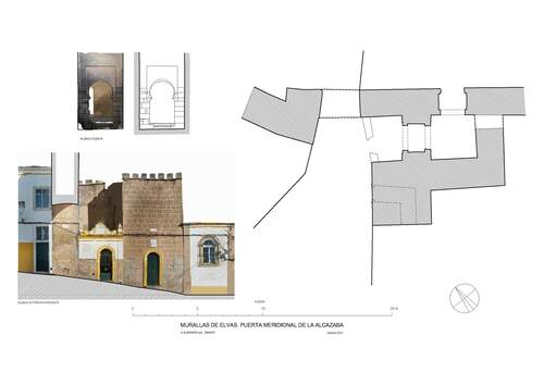 Planta y alzados de la puerta del Temple de la alcazaba de Elvas